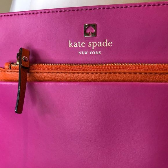 KATE SPADE Hot Pink and Orange Top Zipper Closure Crossbody Bag or Clutch - Picture 7 of 15